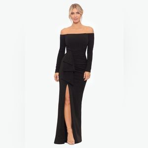 Xscape Black Off-Shoulder Maxi Dress
